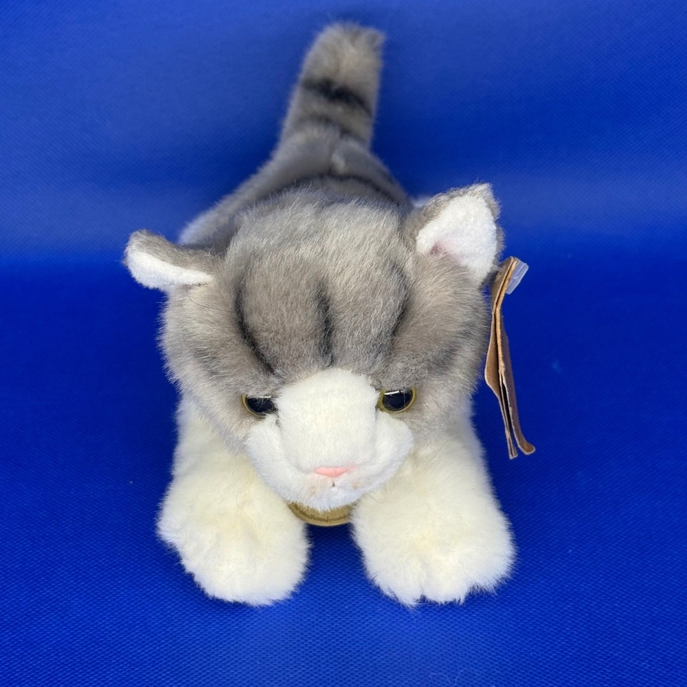 Aurora Miyoni Grey Tabby Cat Plush Realistic Stuffed Animal 9" NWT Kitten Adopt